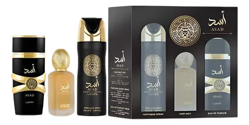 KIT LATTAFA ASAD MASCULINO - EDP 100ML + HAIR MIST 50ML + DESODORANTE 200ML